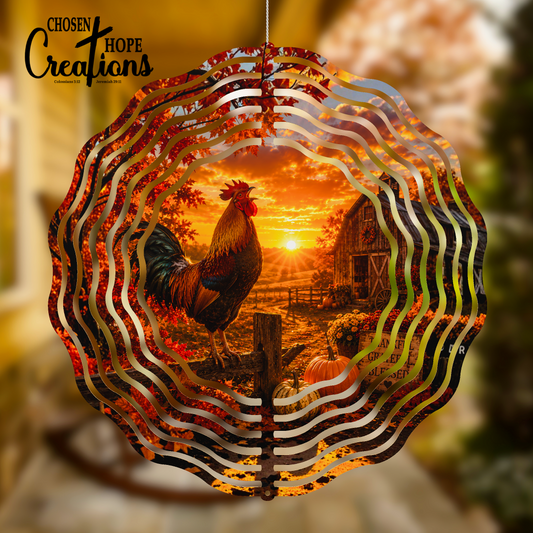 Transform Your Garden with the Farmhouse Rooster Wind Spinner – Autumn Collection