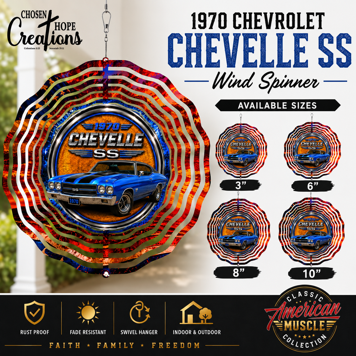 Capture the Spirit of Freedom with the 1970 Chevelle SS Wind Spinner