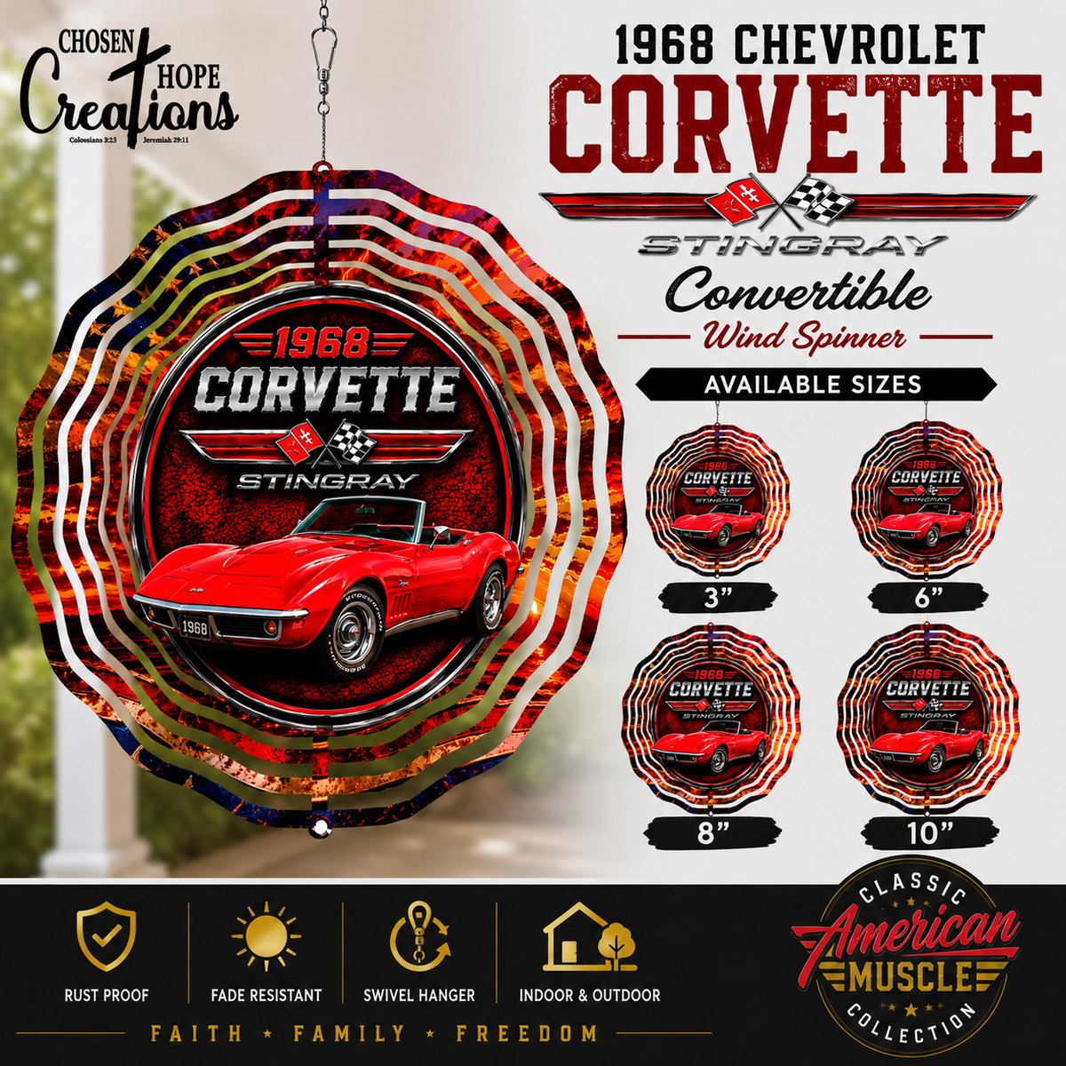 Rev Up Your Decor with the 1968 Corvette Stingray Wind Spinner