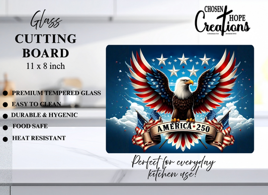 Eagle Patriotic Glass Cutting Board - Celebrate America in Style