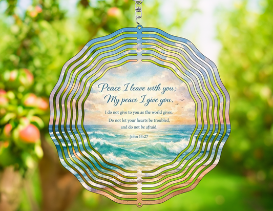 Enhance Your Outdoor Serenity with the Peace Wind Spinner John 14:27 Garden Décor