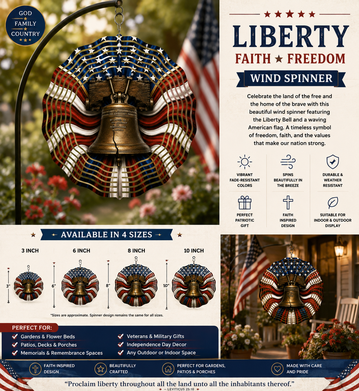 Celebrate Freedom with the Liberty Bell Wind Spinner – A Symbol of American Pride
