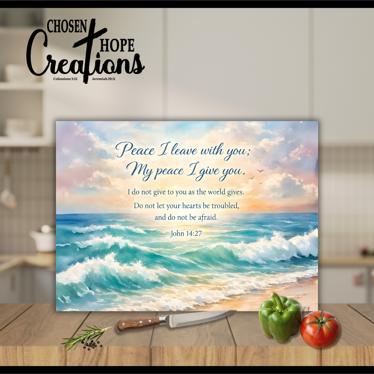 Faith Tempered Glass Cutting Board - Peace I Leave With You