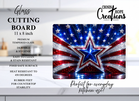 Patriotic Glass Cutting Board - American Star Design